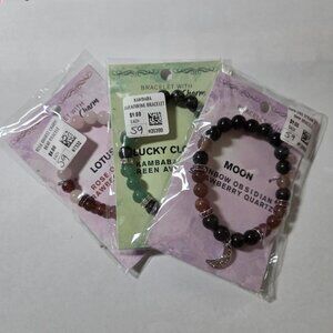 Bundle‎ of Three 8mm Gemstone with Charm Bracelets NWT